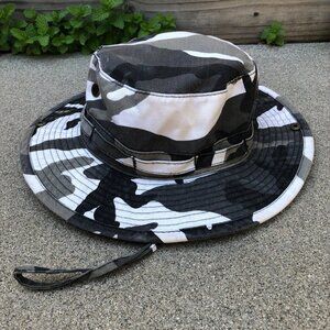 VTG ETHOS Boonie Hat Men's One Size Fishing Camo Bucket Cap Grey Black White​